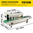 VEVOR FR-770 Continuous Band Sealer, Automatic Band Sealer with Digital Temperature Control, (Horizontal)