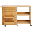 VEVOR Folding Sewing Table with Lockable Wheels Shelves Trays Door Wood Color