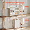 VEVOR Folding Sewing Table with Lockable Wheels Storage Shelves Trays Door White