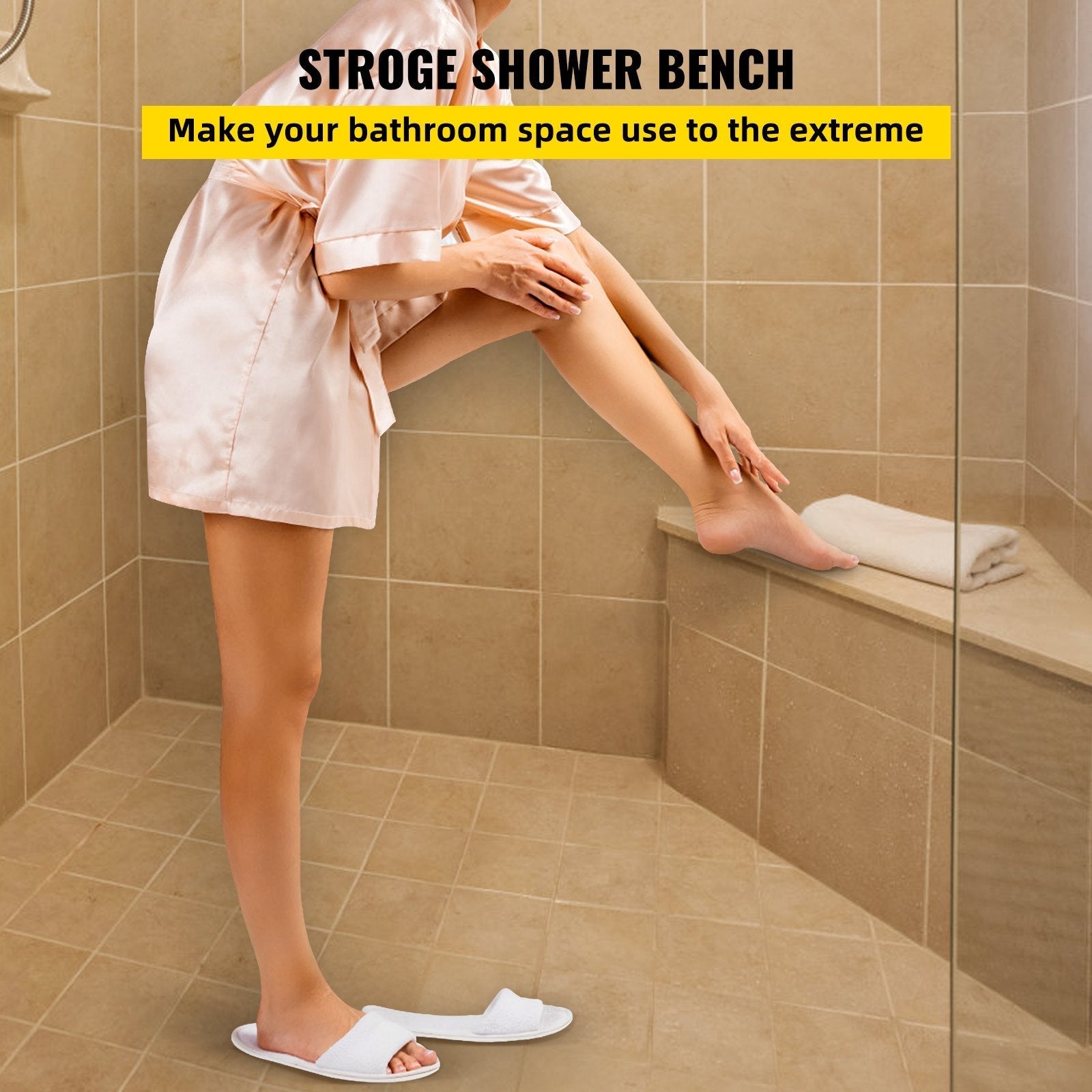 VEVOR Tile Shower Seat, 22.4