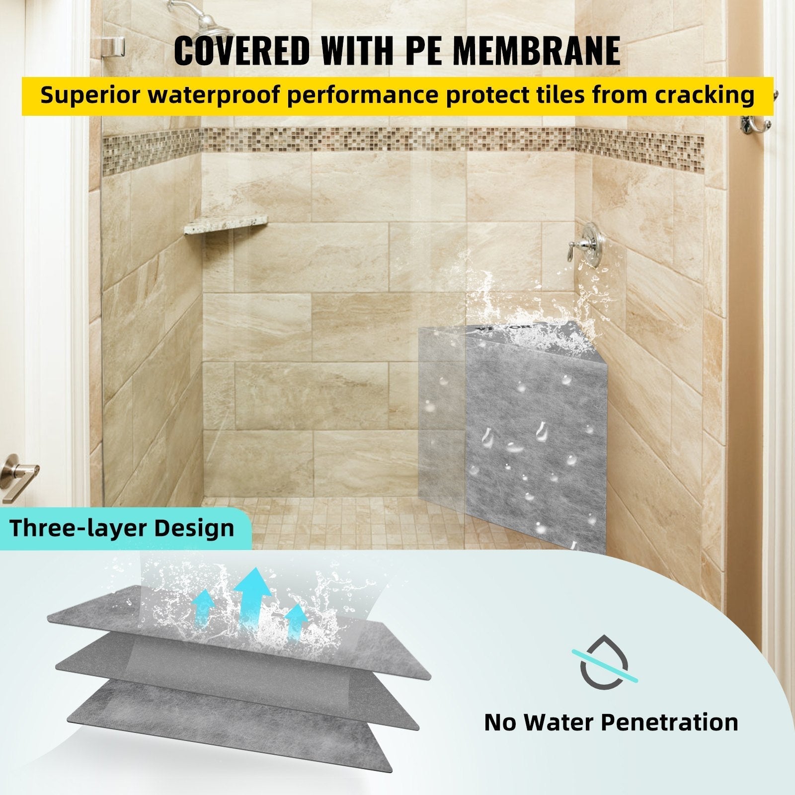 VEVOR Tile Shower Seat, 22.4