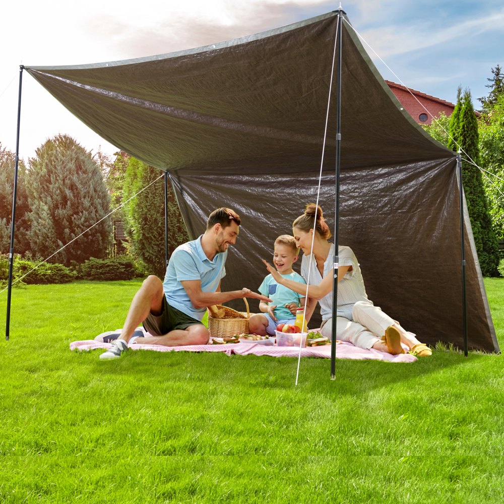 VEVOR Tarp 10x12 ft, Waterproof Plastic Poly Tarp Cover 10 Mil, Multi Purpose Tear UV and Temperature Resistant Outdoor Tarpaulin with High Durability Reinforced Grommets (Silver/Brown)