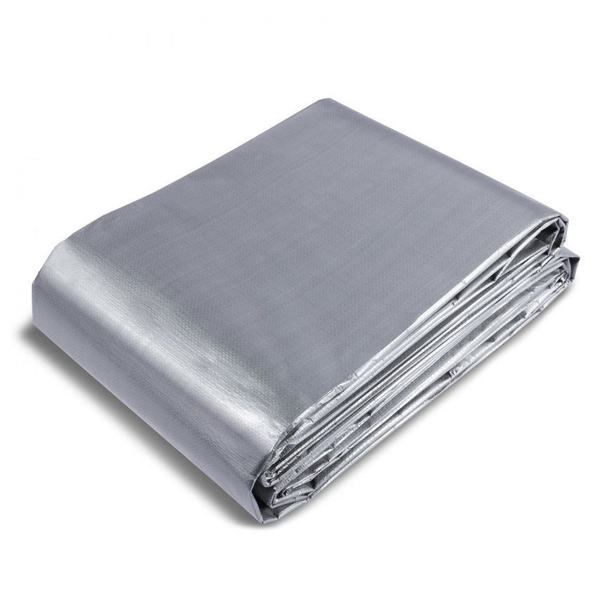 VEVOR Tarp 10x12 ft, Waterproof Plastic Poly Tarp Cover 10 Mil, Multi Purpose Tear UV and Temperature Resistant Outdoor Tarpaulin with High Durability Reinforced Grommets (Silver/Brown)