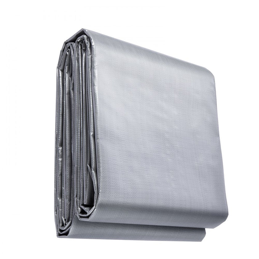 VEVOR Tarp 10x12 ft, Waterproof Plastic Poly Tarp Cover 10 Mil, Multi Purpose Tear UV and Temperature Resistant Outdoor Tarpaulin with High Durability Reinforced Grommets (Silver/Brown)