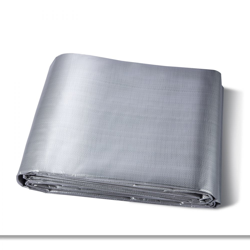 VEVOR Tarp Waterproof 20x30 ft, Plastic Poly Tarp Cover 10 Mil, Multi Purpose Tear UV and Temperature Resistant Outdoor Tarpaulin with High Durability Reinforced Grommets (Silver/Brown)