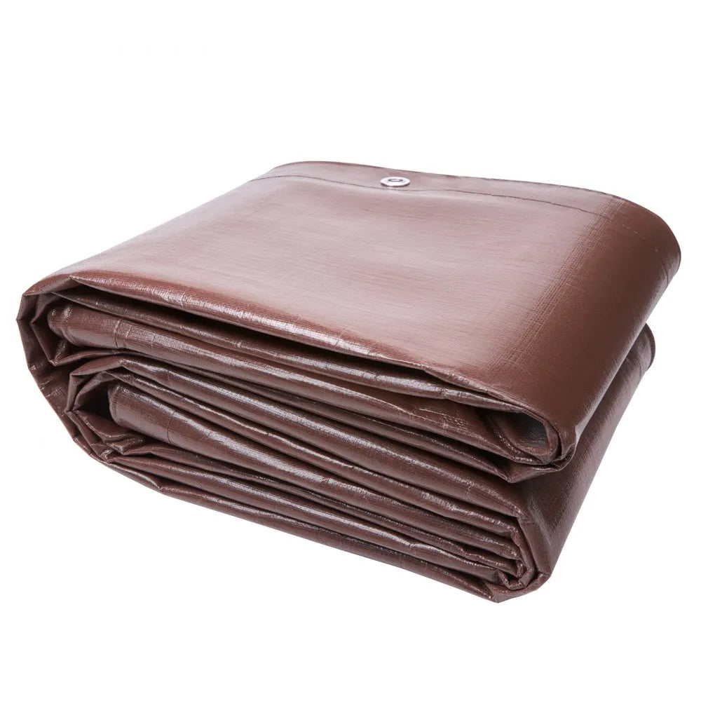 VEVOR Tarp 20x40 ft 16 Mil Extra Thick, Waterproof Poly Plastic Tarps Cover, Multi-Purpose Outdoor Tarpaulin with Grommets & Reinforced Edges for Truck, RV, Boat, Camping (Brown)