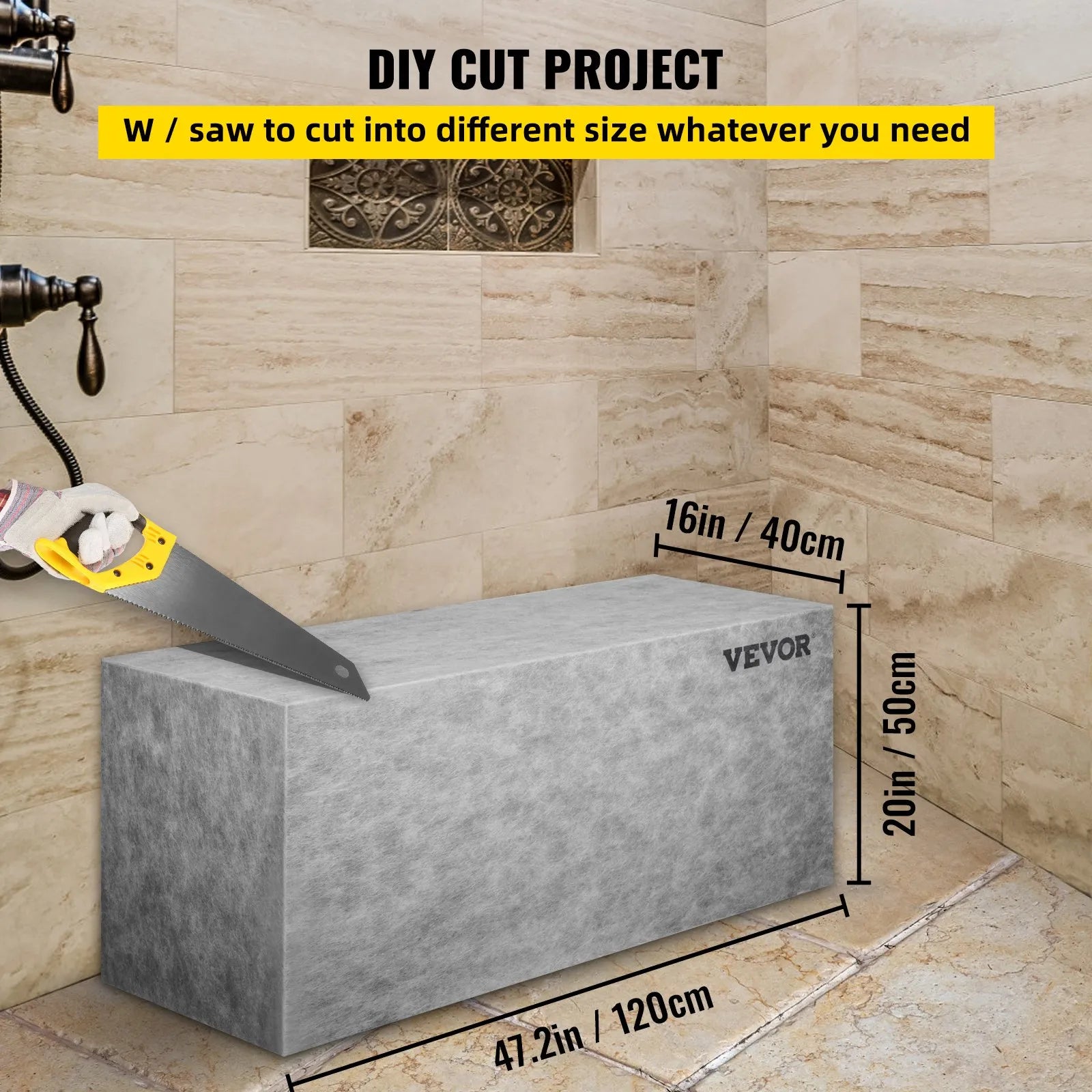 VEVOR Tile Shower Seat, 47.2