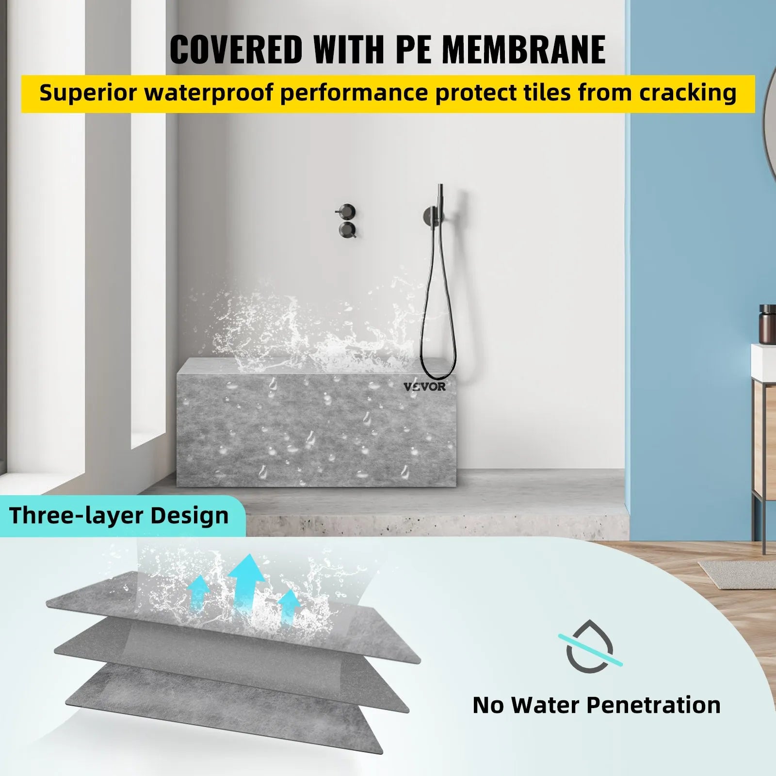VEVOR Tile Shower Seat, 47.2