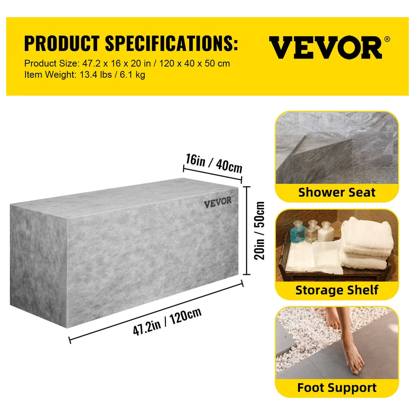VEVOR Tile Shower Seat, 47.2