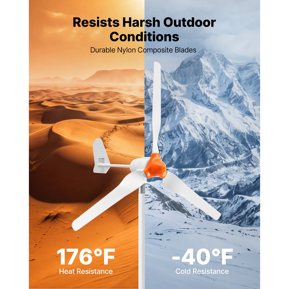 1000W 12V Wind Turbine Generator Kit with Hybrid Wind & Solar Controller, 3-Blade Permanent Magnet Power System