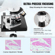 VEVOR Compound Trinocular Microscope, 40X-5000X Magnification, Trinocular Compound Lab Microscope with LED Illumination & External Interface, Two-Layer Mechanical Stage, Includes Microscope Slides