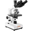 VEVOR Compound Trinocular Microscope, 40X-5000X Magnification, Trinocular Compound Lab Microscope with LED Illumination & External Interface, Two-Layer Mechanical Stage, Includes Microscope Slides