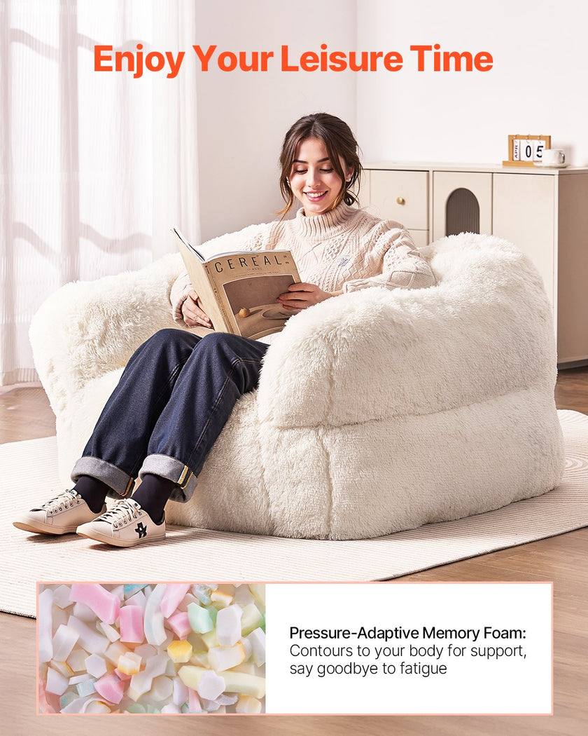 VEVOR Bean Bag Chair BeanBag Sofa Chair with Armrests for Adults Plush Beige