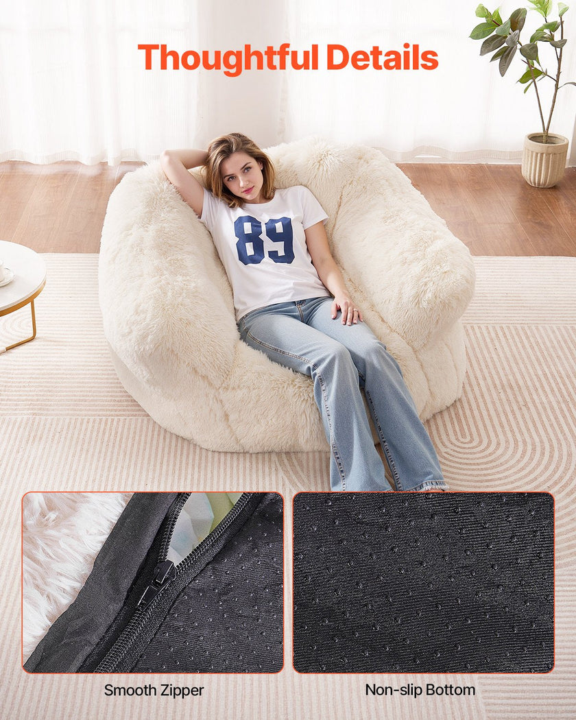 VEVOR Bean Bag Chair BeanBag Sofa Chair with Armrests for Adults Plush Beige