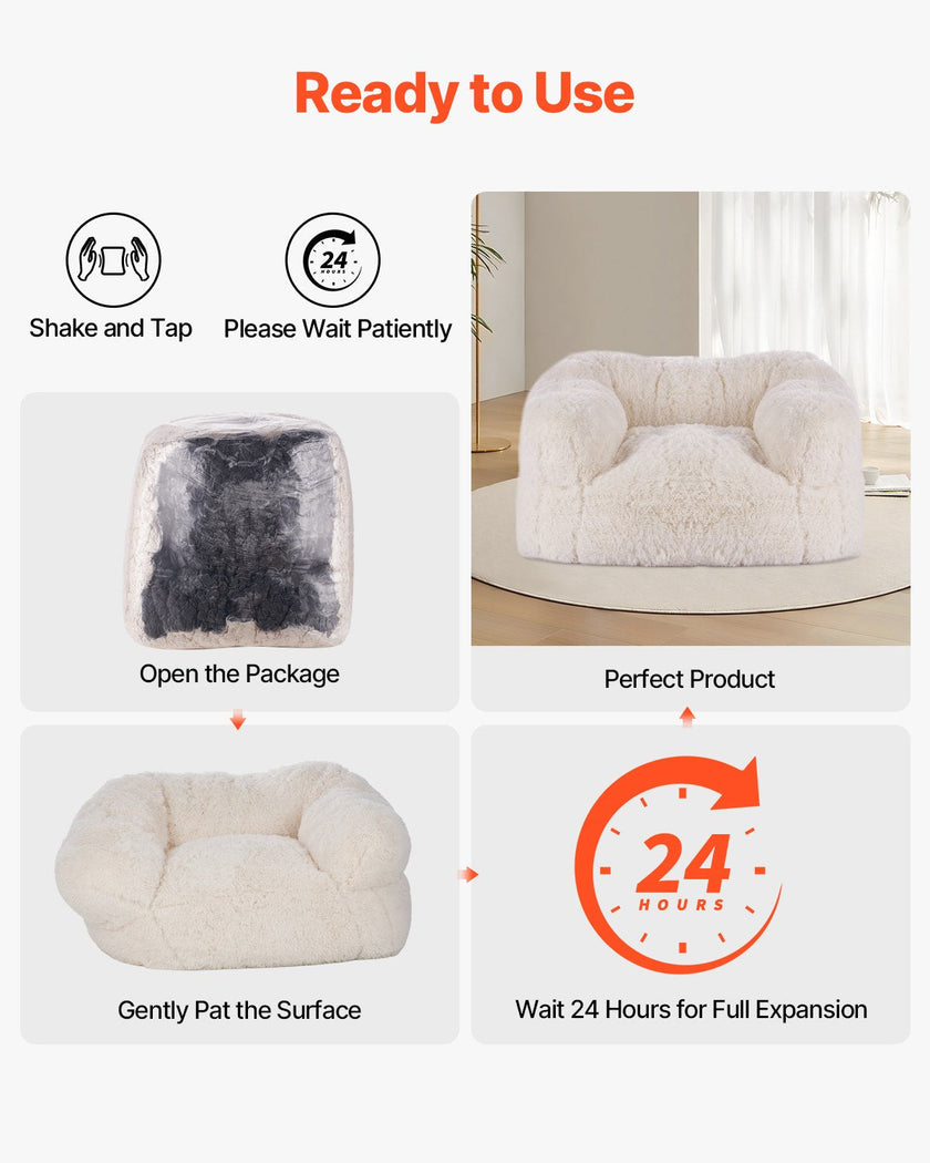 VEVOR Bean Bag Chair BeanBag Sofa Chair with Armrests for Adults Plush Beige
