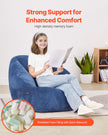 VEVOR 3 feet Bean Bag Chair with Soft Armrests and Storage Pocket Blue
