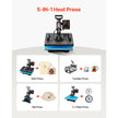 VEVOR Heat Press, 5 in 1 Heat Press 12x15 Machine Machine, Digital Precise Temperature Control, Clamshell Sublimation Transfer Printer Fast Heat-up, Vinyl Heat Press for Mug Cup T-Shirt Plate, 900W