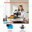 VEVOR Heat Press, 5 in 1 Heat Press 12x15 Machine Machine, Digital Precise Temperature Control, Clamshell Sublimation Transfer Printer Fast Heat-up, Vinyl Heat Press for Mug Cup T-Shirt Plate, 900W