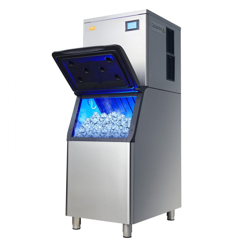 VEVOR Commercial Ice Maker, 550LBS/24H Ice Making Machine with 330.7LBS Large Storage Bin, 1000W Auto Self-Cleaning Ice Maker Machine with 3.5-inch LED Panel for Bar Cafe Restaurant Business