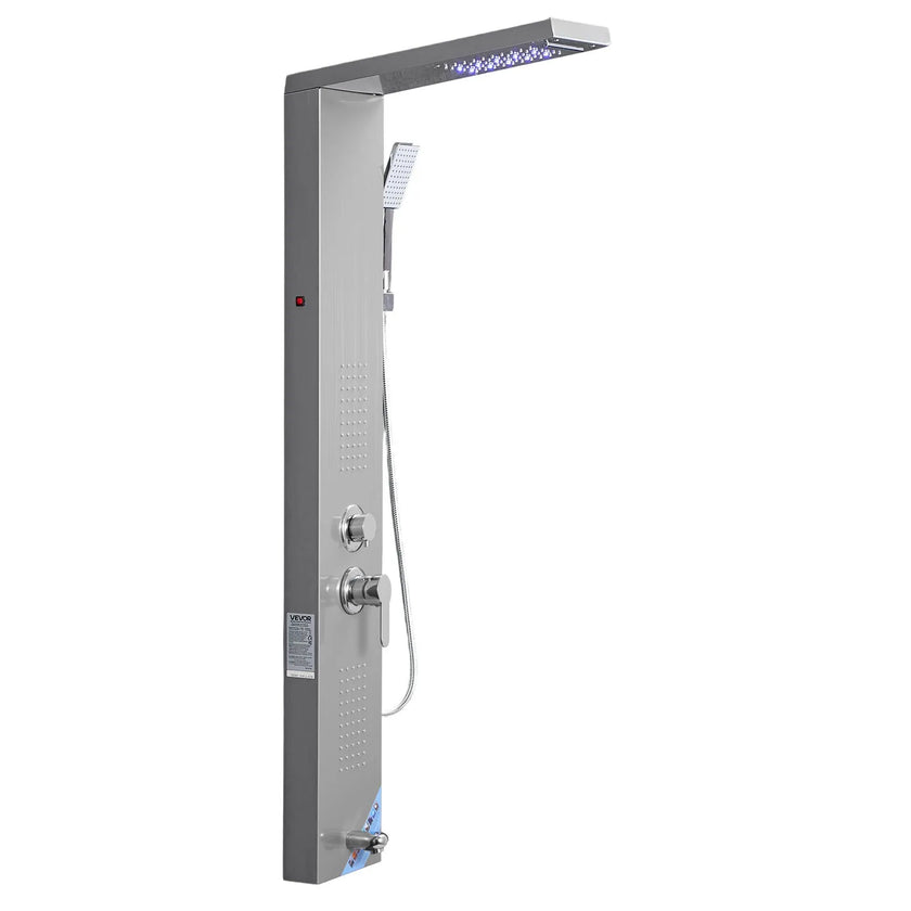 VEVOR Shower Panel Tower System Stainless Steel Column Rainfall Head 5 Modes