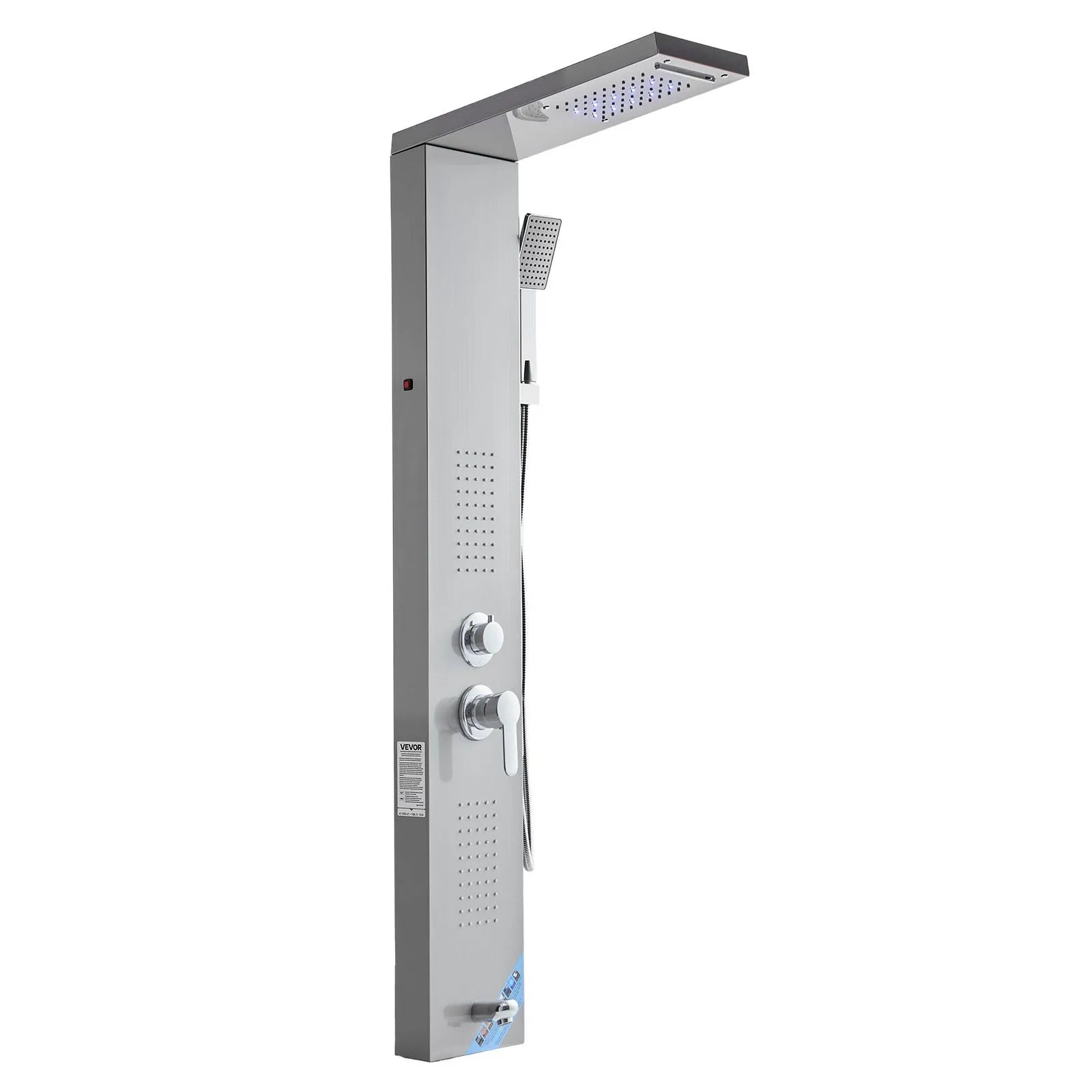 VEVOR Shower Panel Tower System Stainless Steel Column Rainfall Head 5 Modes