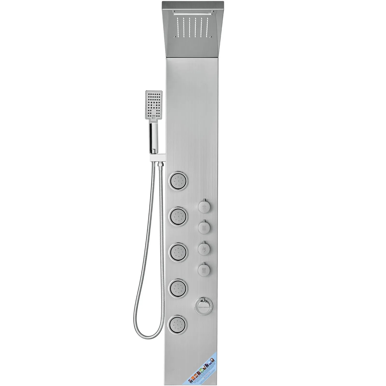 VEVOR Shower Panel System, 4 Shower Modes Shower Panel Tower, Rainfall, Waterfall, 5 Full Body Massage Jets and 3-Setting Handheld Shower Head with 59