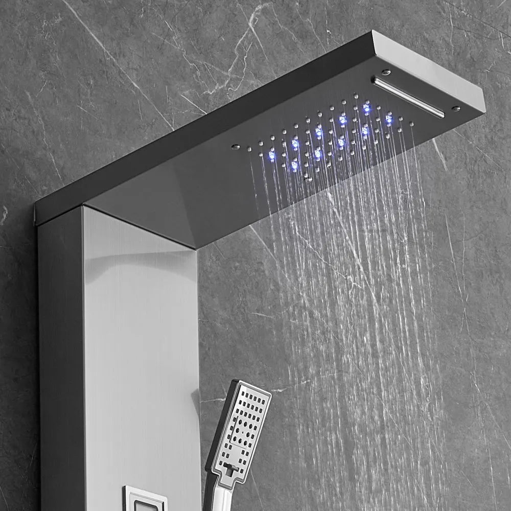 VEVOR Shower Panel System, 6 Shower Modes, LED & Display Shower Panel Tower, Rainfall, Waterfall, 4 Body Massage Jets, Tub Spout, Handheld Shower Head 59