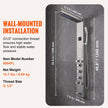 VEVOR Shower Panel System, 6 Shower Modes, LED & Screen Hydroelectricity Shower Panel Tower, Rainfall, Waterfall, 5 Massage Jets, Tub Spout, Handheld Shower, Stainless Steel Wall-Mounted Shower Set