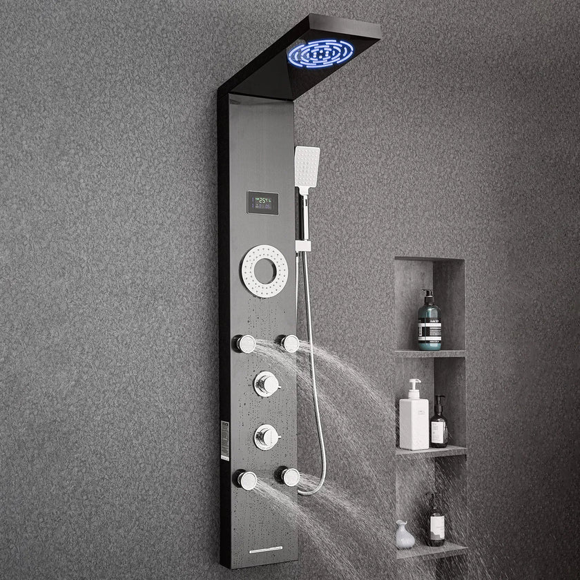 VEVOR Shower Panel Tower System Stainless Steel Column Rainfall Head Massage Jet