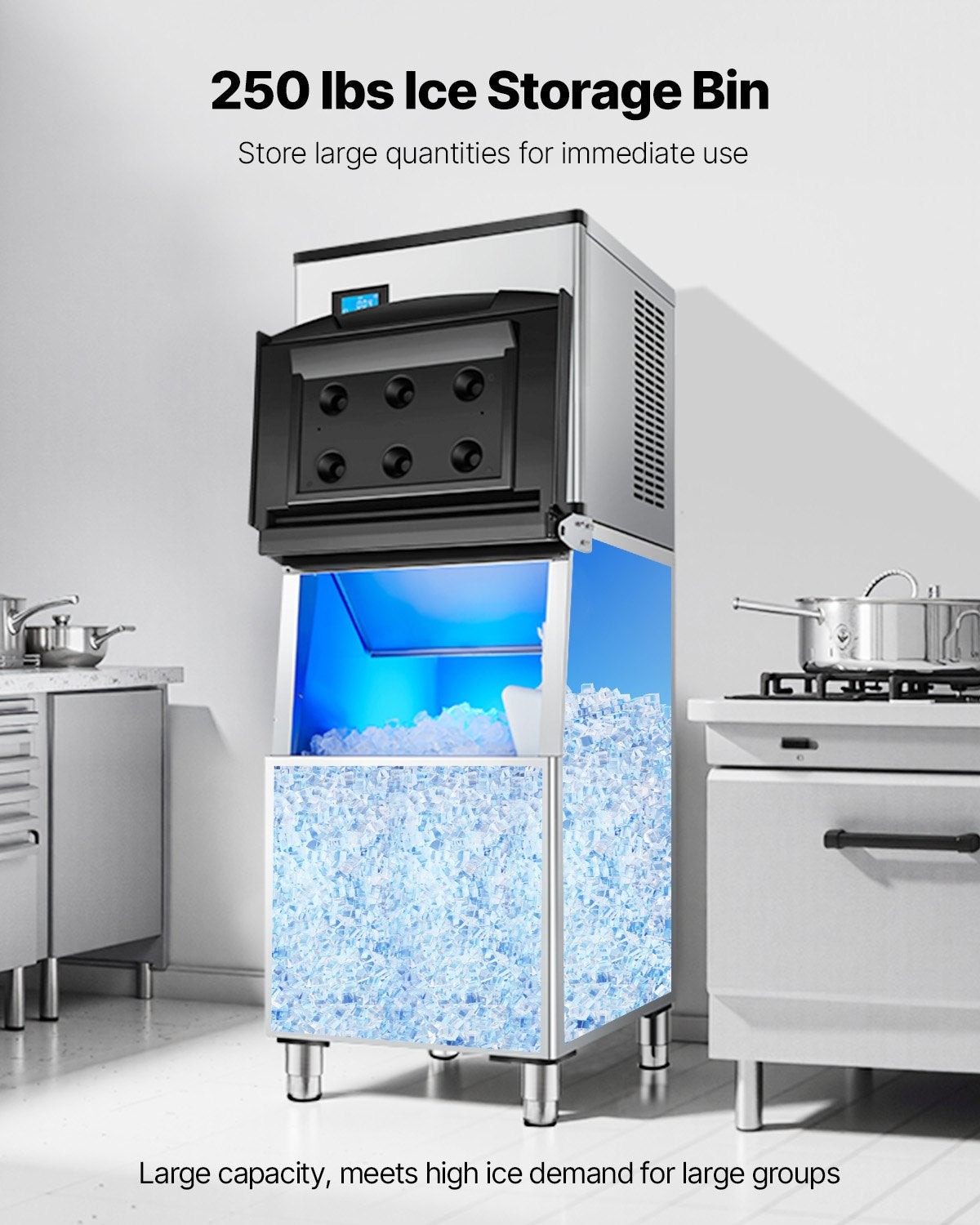 VEVOR Commercial Ice Maker Storage Bin 250lbs Capacity Ice Bin with Filter