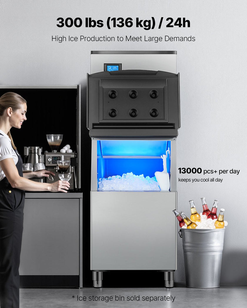 VEVOR Commercial Ice Maker 300 lbs/24 h Self-Cleaning Ice Machine - Head Only