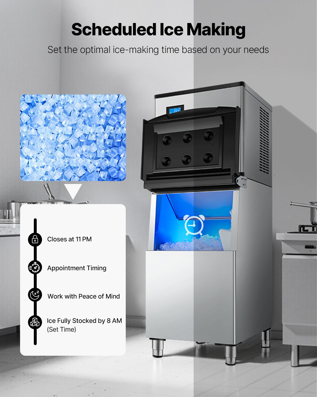 VEVOR Commercial Ice Maker 300 lbs/24 h Self-Cleaning Ice Machine - Head Only