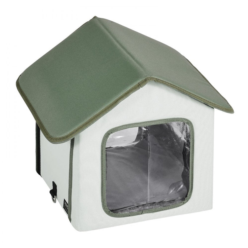 VEVOR Elevated Heated Cat House Outdoor Kitty Shelter with Heated Pad Green (S)