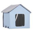VEVOR Heated Cat House Foldable Kitty Shelter with Heated Pad Blue Small