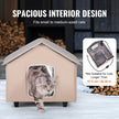 VEVOR Elevated Heated Cat House Kitty Shelter with Heated Pad Brown Middle