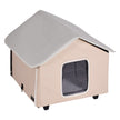 VEVOR Elevated Heated Cat House Kitty Shelter with Heated Pad Brown Middle