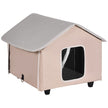 VEVOR Elevated Heated Cat House Kitty Shelter with Heated Pad Brown Middle
