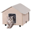 VEVOR Elevated Heated Cat House Kitty Shelter with Heated Pad Brown Middle