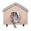 VEVOR Elevated Heated Cat House Kitty Shelter with Heated Pad Brown Middle