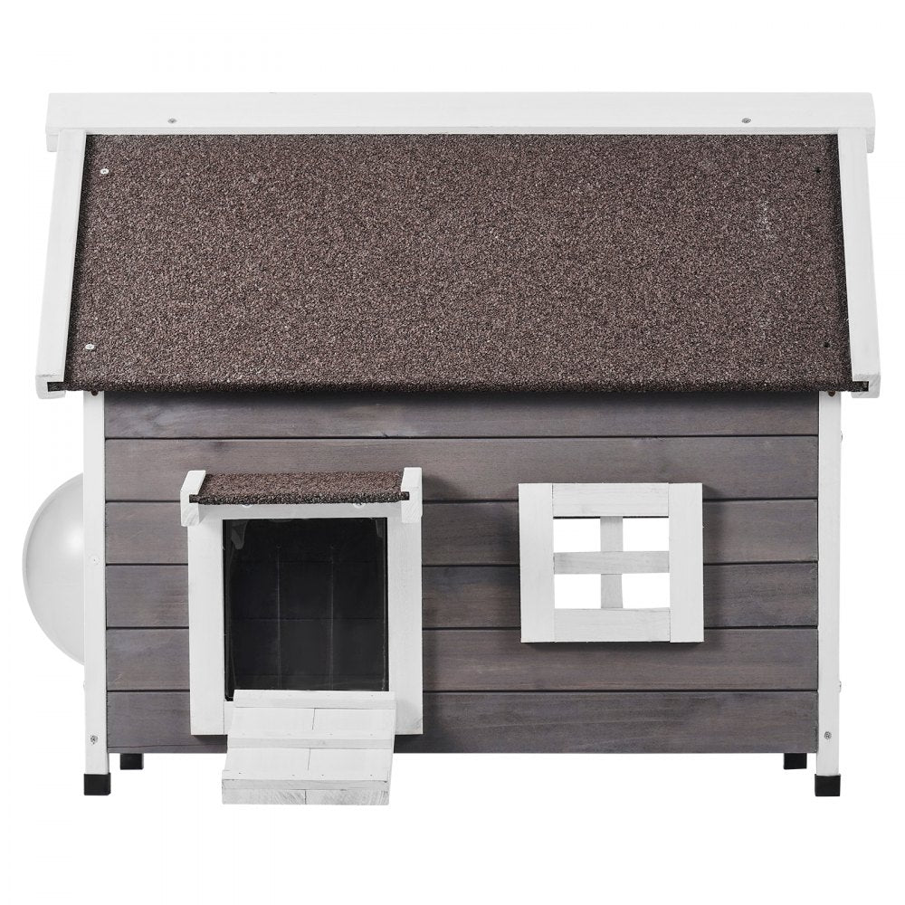 VEVOR Outdoor Cat House Wooden Feral Cat Shelter with Roof Door Flaps & Window