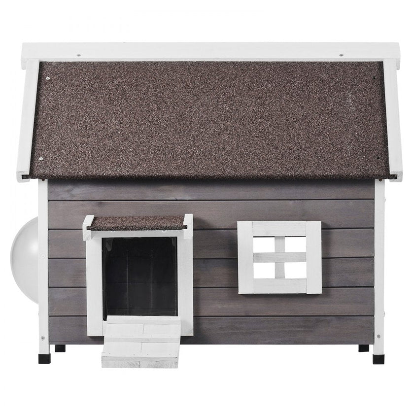 VEVOR Outdoor Cat House Wooden Feral Cat Shelter with Roof Door Flaps & Window