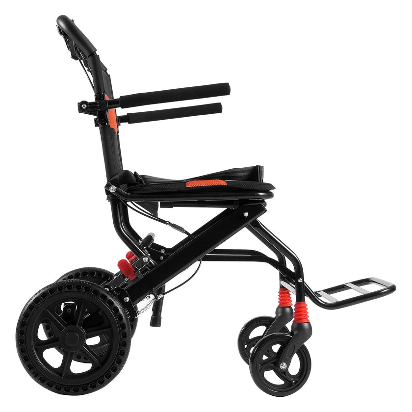 VEVOR Wheelchair Aluminum Alloy Transport Chair Foldable 18-In W Seat 220lbs