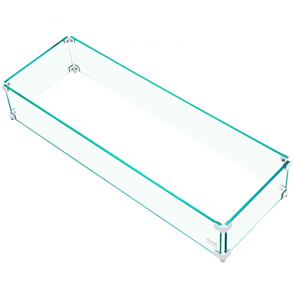 VEVOR Fire Pit Wind Guard, 35.5 x 11.5 x 6 inch Glass Flame Guard, Oblong Glass Shield, 0.3