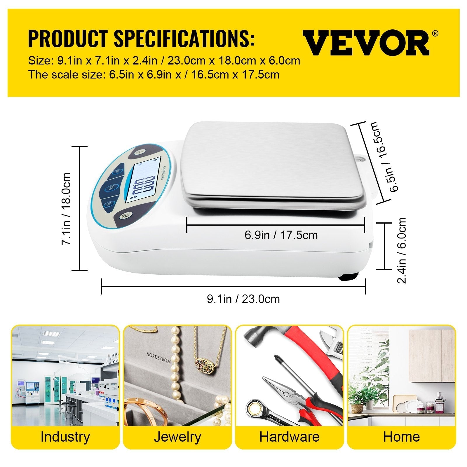 VEVOR Analytical Balance, 5000g x 0.01g Accuracy Lab Scale, High Precision Electronic Analytical Balance, 13 Units Conversion, Counting Function, LCD Display, for Lab University Jewelry (5000g, 0.01g)