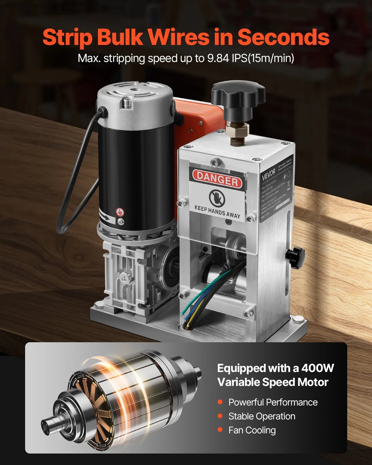 VEVOR Electric Automatic Wire Stripper Stripping Machine 0.06-1.57 in 400W Motor