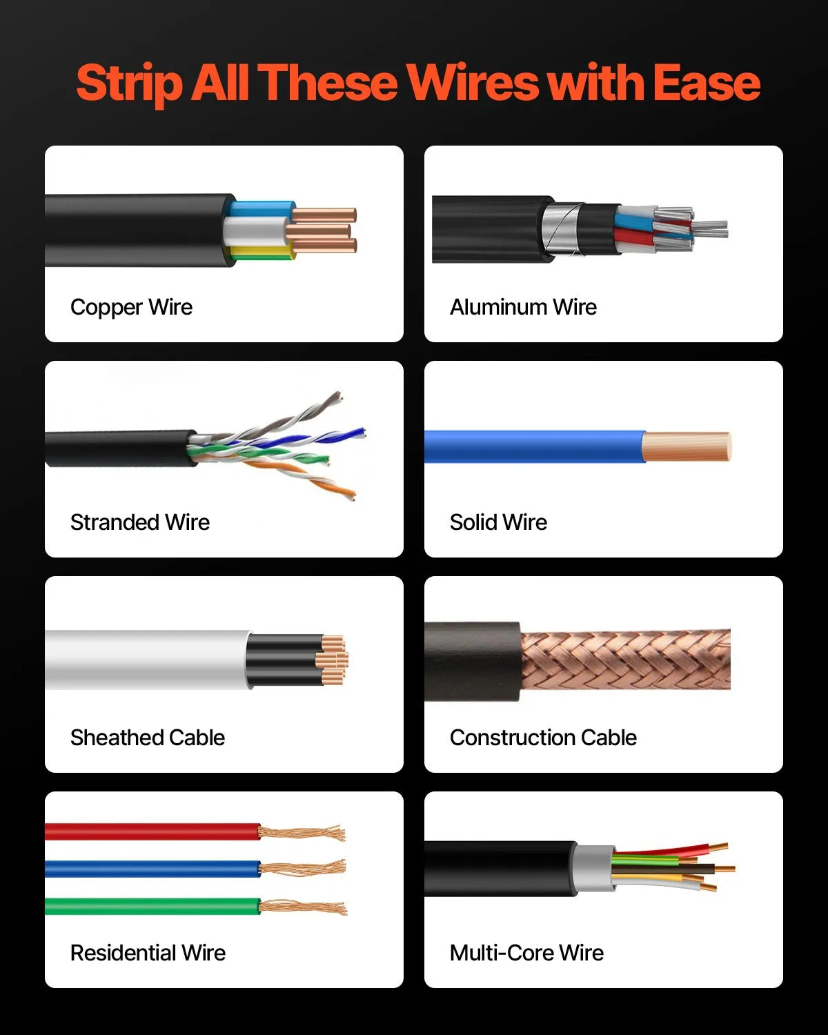 VEVOR Electric Automatic Wire Stripper Stripping Machine 0.06-1.57 in 400W Motor