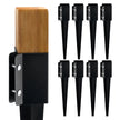 VEVOR Fence Post Anchor Ground Spike, 8 Pack 24 x 4 x 4 Inches Outer Diameter (Inner Diameter 3.5 x3.5 Inches), Metal Black Powder Coated Post Stake Ground, for Mailbox Deck Garden Railing