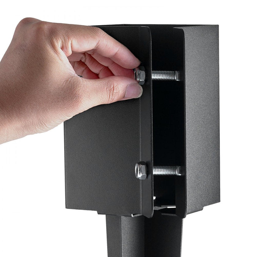 VEVOR Fence Post Anchor Ground Spike, 6 Pack 24 x 4 x 4 Inches Outer Diameter (Inner Diameter 3.5 x3.5 Inches), Metal Black Powder Coated Post Stake Ground, for Mailbox Deck Garden Railing