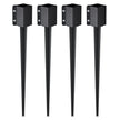 VEVOR Fence Post Anchor Ground Spike, 4 Pack 36 x 4 x 4 Inches Outer Diameter (Inner Diameter 3.5 x3.5 Inches), Metal Black Powder Coated Post Stake Ground, for Mailbox Deck Garden Railing