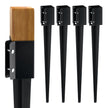VEVOR Fence Post Anchor Ground Spike, 4 Pack 36 x 4 x 4 Inches Outer Diameter (Inner Diameter 3.5 x3.5 Inches), Metal Black Powder Coated Post Stake Ground, for Mailbox Deck Garden Railing